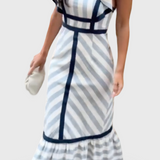 Dianne | Retro Prugasta Maxi Haljina