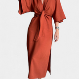 Natalija - Haljina Casual s Prednjim Čvorom i V-Izrezom