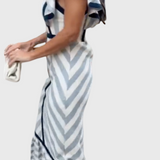 Dianne | Retro Prugasta Maxi Haljina