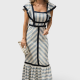 Dianne | Retro Prugasta Maxi Haljina