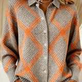 Lea – Mekana košulja s velikim kariranim uzorkom u narančasto-sivim tonovima