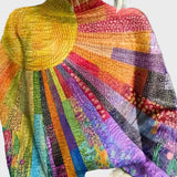 Pleteni Džemper s Ovratnikom i Živopisnim Uzorkom